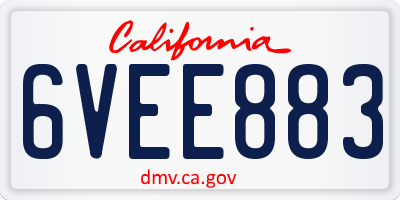 CA license plate 6VEE883