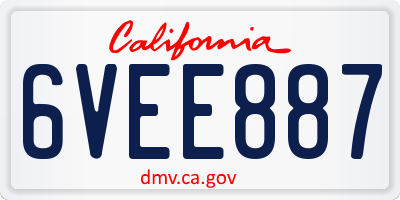 CA license plate 6VEE887