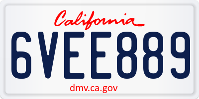 CA license plate 6VEE889