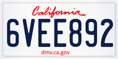 CA license plate 6VEE892