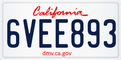 CA license plate 6VEE893
