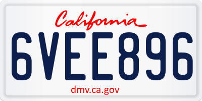 CA license plate 6VEE896