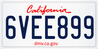 CA license plate 6VEE899