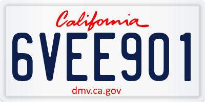 CA license plate 6VEE901