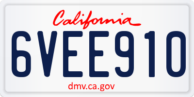 CA license plate 6VEE910