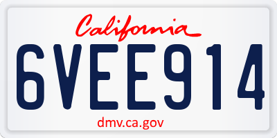 CA license plate 6VEE914