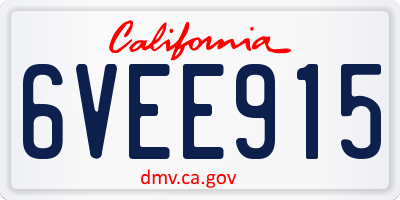 CA license plate 6VEE915