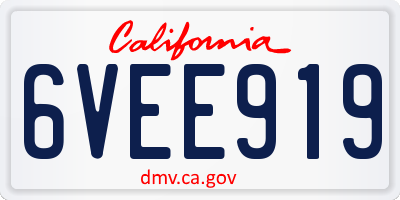 CA license plate 6VEE919