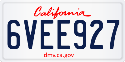 CA license plate 6VEE927