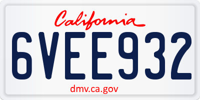 CA license plate 6VEE932