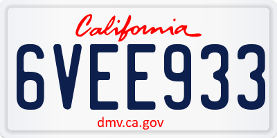 CA license plate 6VEE933