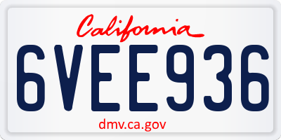 CA license plate 6VEE936
