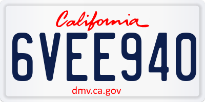 CA license plate 6VEE940