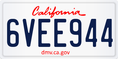 CA license plate 6VEE944