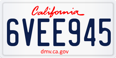 CA license plate 6VEE945