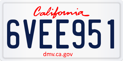 CA license plate 6VEE951