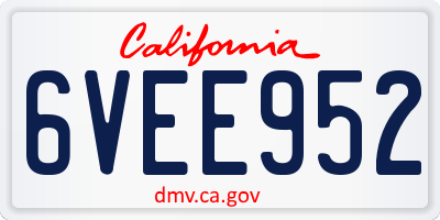 CA license plate 6VEE952