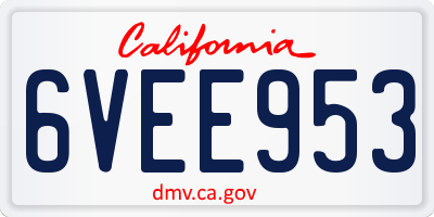 CA license plate 6VEE953