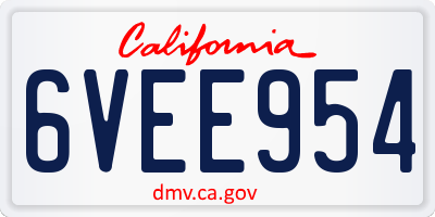 CA license plate 6VEE954