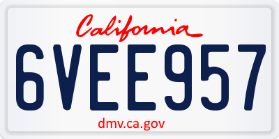 CA license plate 6VEE957