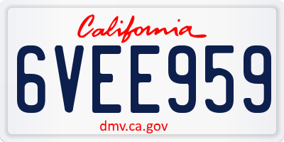 CA license plate 6VEE959