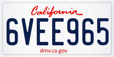 CA license plate 6VEE965