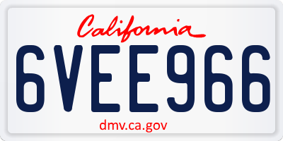 CA license plate 6VEE966