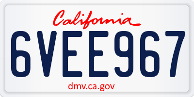 CA license plate 6VEE967