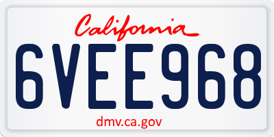 CA license plate 6VEE968