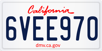 CA license plate 6VEE970