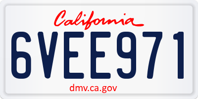 CA license plate 6VEE971