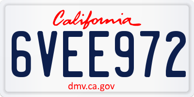 CA license plate 6VEE972
