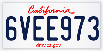 CA license plate 6VEE973