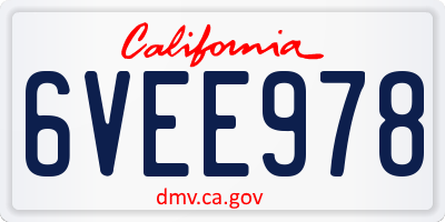 CA license plate 6VEE978
