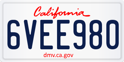 CA license plate 6VEE980