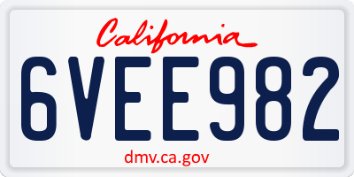 CA license plate 6VEE982