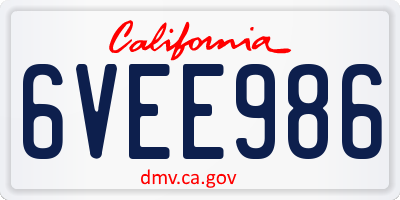 CA license plate 6VEE986