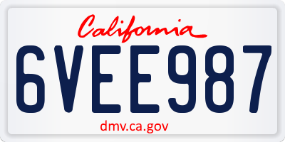 CA license plate 6VEE987
