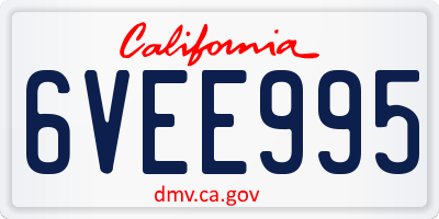 CA license plate 6VEE995