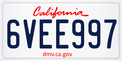 CA license plate 6VEE997