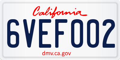 CA license plate 6VEF002