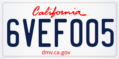 CA license plate 6VEF005
