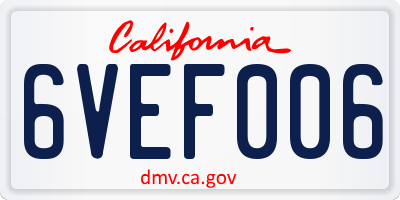 CA license plate 6VEF006
