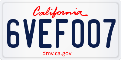 CA license plate 6VEF007