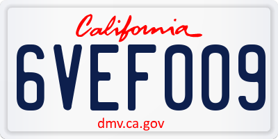 CA license plate 6VEF009