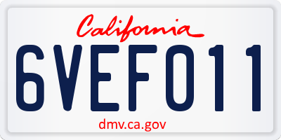 CA license plate 6VEF011