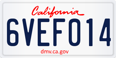 CA license plate 6VEF014