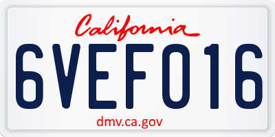 CA license plate 6VEF016