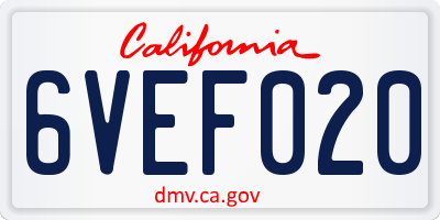 CA license plate 6VEF020