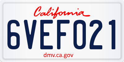 CA license plate 6VEF021